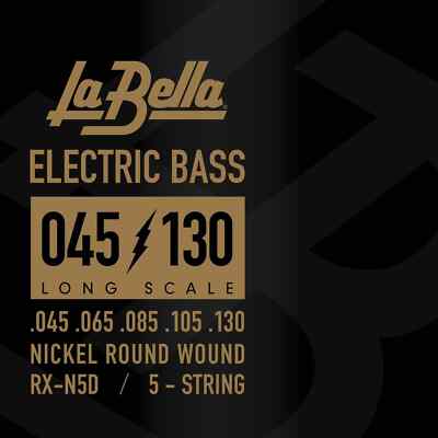 La Bella RX-N5D Rx Roundwound Bass Guitar Strings- .045-.130 Long Scale 5-string