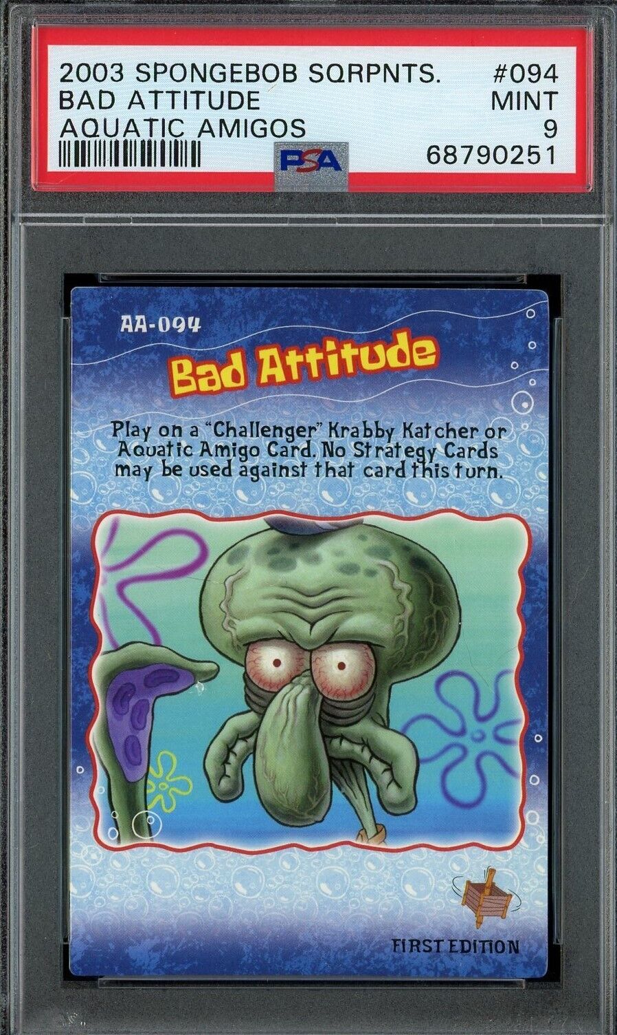 2003 UD Spongebob Squarepants Aquatic Amigos Swollen Gold Rare Card PSA 6  AA-084