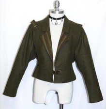 XS 4 Bust 34" Short LODEN GREEN WOOL German Jacket Coat Women Riding Dress