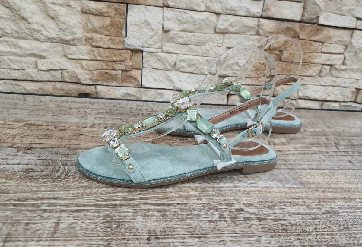Sandali Gioiello Donna Con Strass - Eleganti E Bassi, Infradito Estivi Per Spiaggia E Tempo Libero