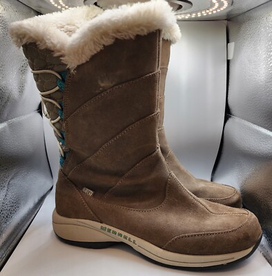 MERRELL JOVILEE ALP WOMEN'S Faux Fur Waterproof Winter Zip Boots 7.5 Suede Tan
