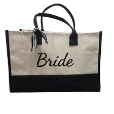 Bride Canvas Tote - Black and Cream 2 Handles