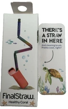 FinalStraw Healthy Coral Reusable Folding Straw with Case & Cleaning Brush