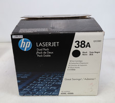 Genuine HP 38A Black Toner Cartridges Dual Pack Q1338D New Open Box