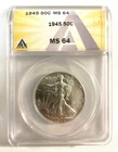 1945 (P) Walking Liberty Half - ANACS MS64