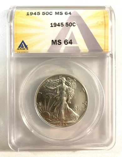 1945 (P) Walking Liberty Half - ANACS MS64