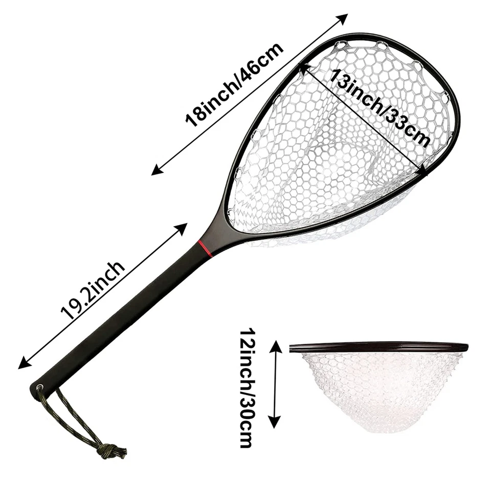 Rede de desembarque de fibra de carbono - Rede de pesca flutuante com mosca com rede de truta macia e M... - Imagem 3 de 4