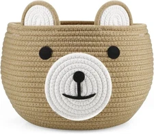 PandaEar Cotton Rope Baby Basket, Gift Basket Nursery Laundry Brown 
