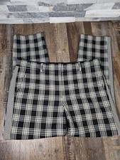 Robert Rodriguez Checkered Plaid Tailored Pants Women 8 White & Black Unique 