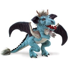 Folkmanis Dragon Hand Puppet Teal Mythical Fantasy Plush Storytelling Lore