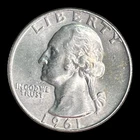 1961-D Washington Silver Quarter, BU