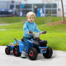 Kids ATV Quad Car with Back Trailer, Blue
