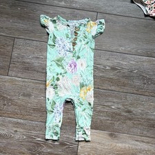 Posh Peanut Erin Ruffled Cap Sleeve Henley Romper