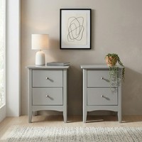 Set of 2 Tall Como 2-Drawer Bedside Cabinets, Pair of Shaker-Style Modern Tables