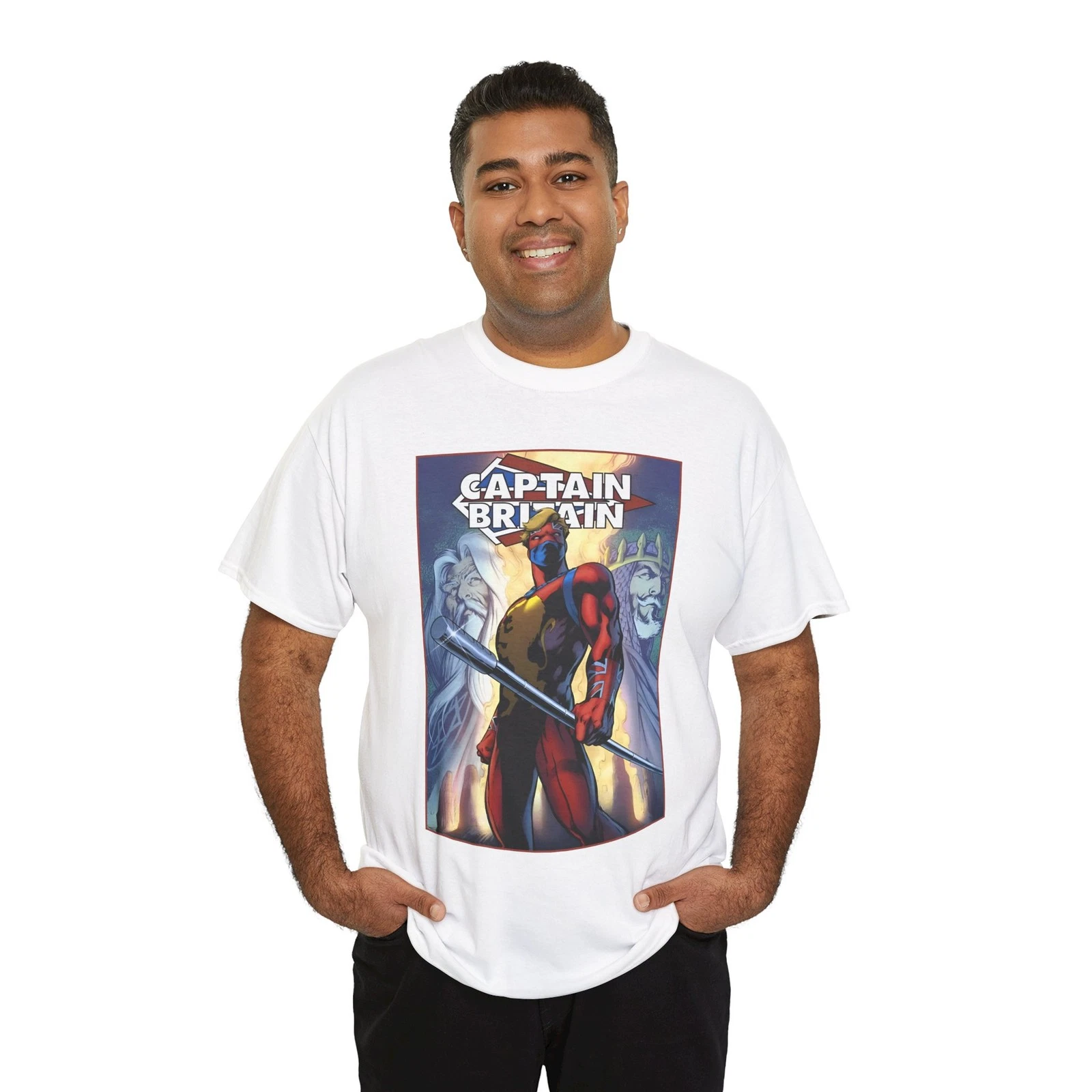 Captain Britain T-Shirt - Alan Davis Art - Excalibur Leader - Marvel Comics