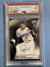 2025 Topps Chrome Black - Autographs Roki Sasaki #CBA-RS (AU, RC) PSA 9