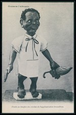 Figura muñeca Black People vendida para niños soporte original postal antigua años 1900
