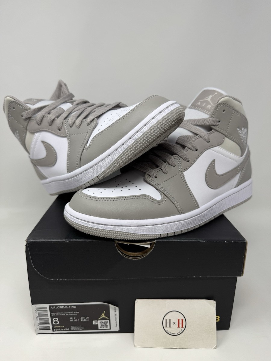 Nike Air Jordan 1 Mid Linen College Grey 2021 Size 8 Authentic