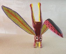 Conejo Alebrije FIRMADO Oaxaca México Copa Madera Tallada a Mano Pintado a Mano Arte Popular