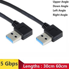 30cm / 60cm USB 3.0 Cable A Male To A Male Right Angle 90  Plug High Speed Lead