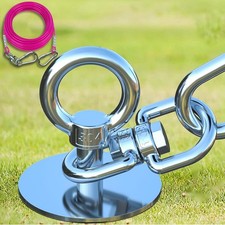 TOPKNOT Dog Tie Out Cable and Stake, up to 200lbs 30FT Heavy Duty Cable,360 17