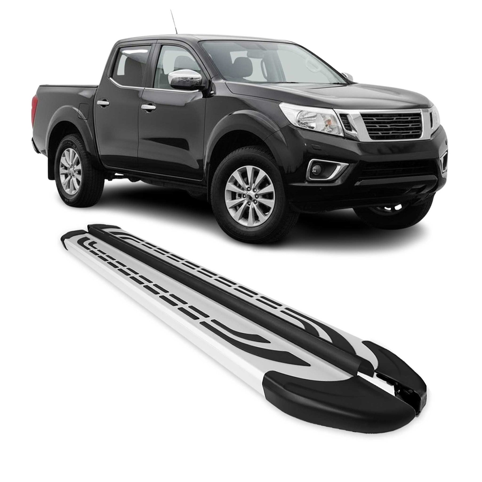 Marchepieds de voyage en alu gris pour Nissan Navara D23 Double Cabine