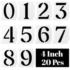 Tyqour 20pcs 4 Inch Number Stencils, Curb Stencil Kit for Address Painting, R...