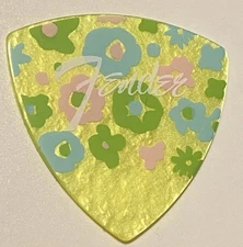 Fender Guitar Pick-Japanese 346 Yellow Foil Back Flowered-Heavy Gauge-Unused