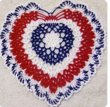 4th of July patriotic red white and blue crocheted doily by Aeshagirl