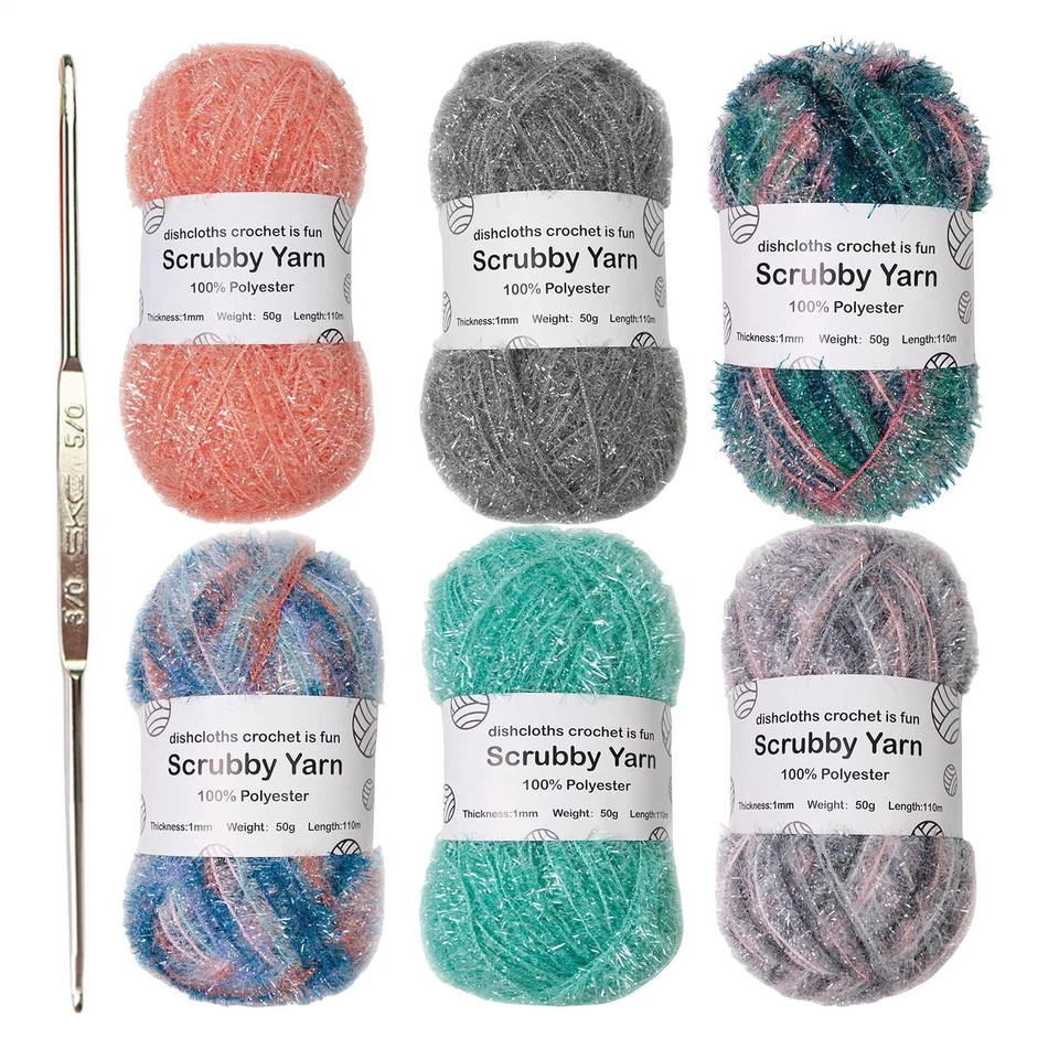 Hilo Exfoliante para Paños de Plato Poliéster Colores Surtidos Hilo de Ganchillo Robusto Foto 4 de 4