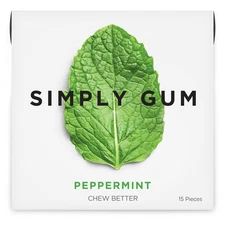 Simply Gum | Peppermint | Plant- Based Chewing Gum | Pack of Six 90 Pieces To...