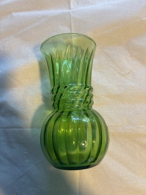 Vintage Green Glass Vase with Swirls, Anchor Hocking Bud Vase