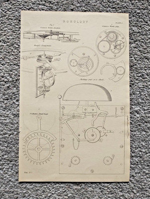 Beispiel Uhrmachertechnik - antiker Druck - 1875