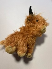 Sitting Scottish Highland Cow Plush 10 Orange Stuffed Animal Yak Fuzzy Toy