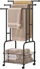 42" H Standing Towel Ra, 3 Tiers Towel Holder with Basket,