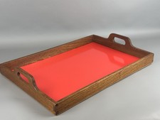 Vintage Holz Tablett 60/70er Jahre Design 47cm Handarbeit Mid Century Teakholz