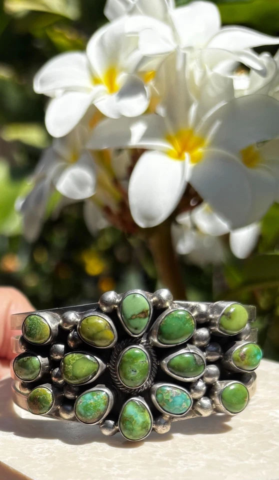 Sonoran Mountain Turquoise Cuff Bracelet Sterling Silver Kathleen Chavez New - Image 1 of 4