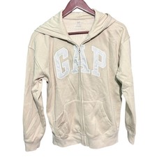 Gap Hoodie Kids XXL Full Zip Beige Large Print New Y2K