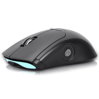 Tri-Mode Fingerprint Reader Wireless Mouse 2.4G/Bluetooth/USB 2400DPI Black