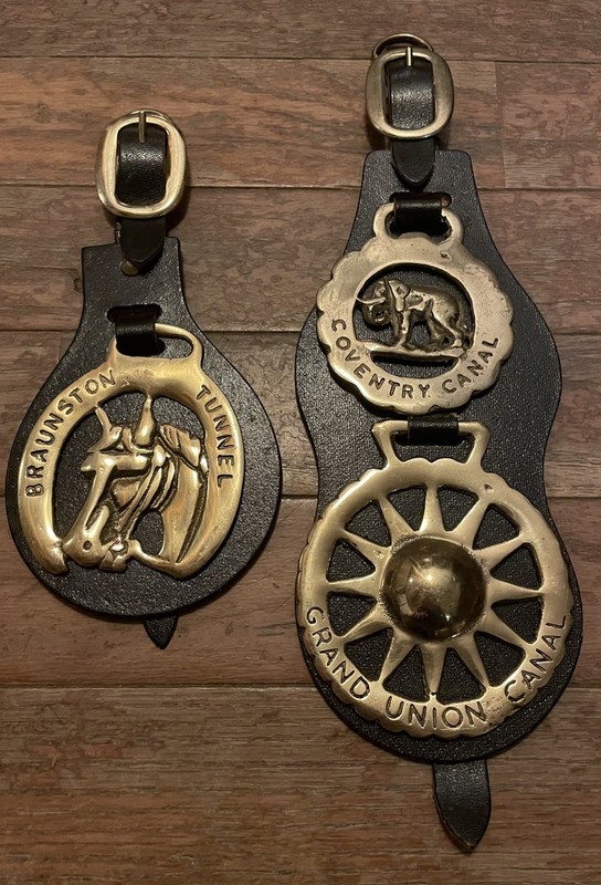 VTG English 3 Canal Horse Brass Medallions on 2 Martingales
