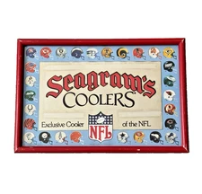 Vintage Seagram’s Coolers NFL Mirror Sign 1980s Bar Display Red Frame 19" x 13"