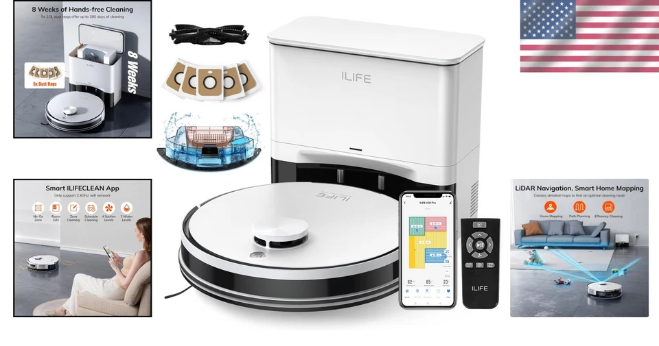 High Suction Robot Vacuum, Self Emptying Station, 2.4G WiFi - Image 2 of 4