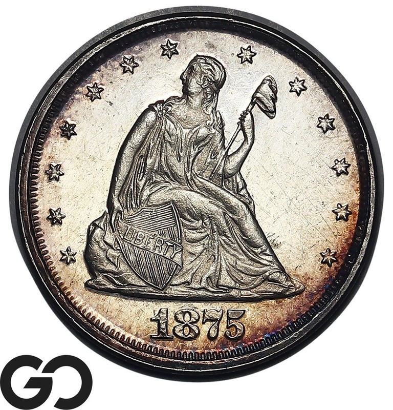 1875 Twenty Cent Piece PROOF *Incredibly Scarce, 2790 Minted* Gem PR++!