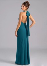 Azazie VelliInk Blue Mermaid High Neck Chiffon Dress