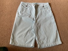 IMMACULATE PAIR PER UNA GREEN MIX  COTTON STRETCH  STRIP BERMUDA SHORTS uk 10