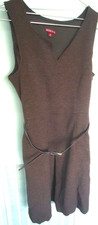 Vintage Merona Brown Dress Sleeveless Belted 2 pockets Women's