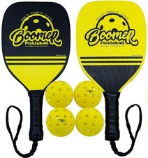 Wood-Series Pickleball Set 2 or 2 Premium Wood Paddles  4 Boomer-XD Balls