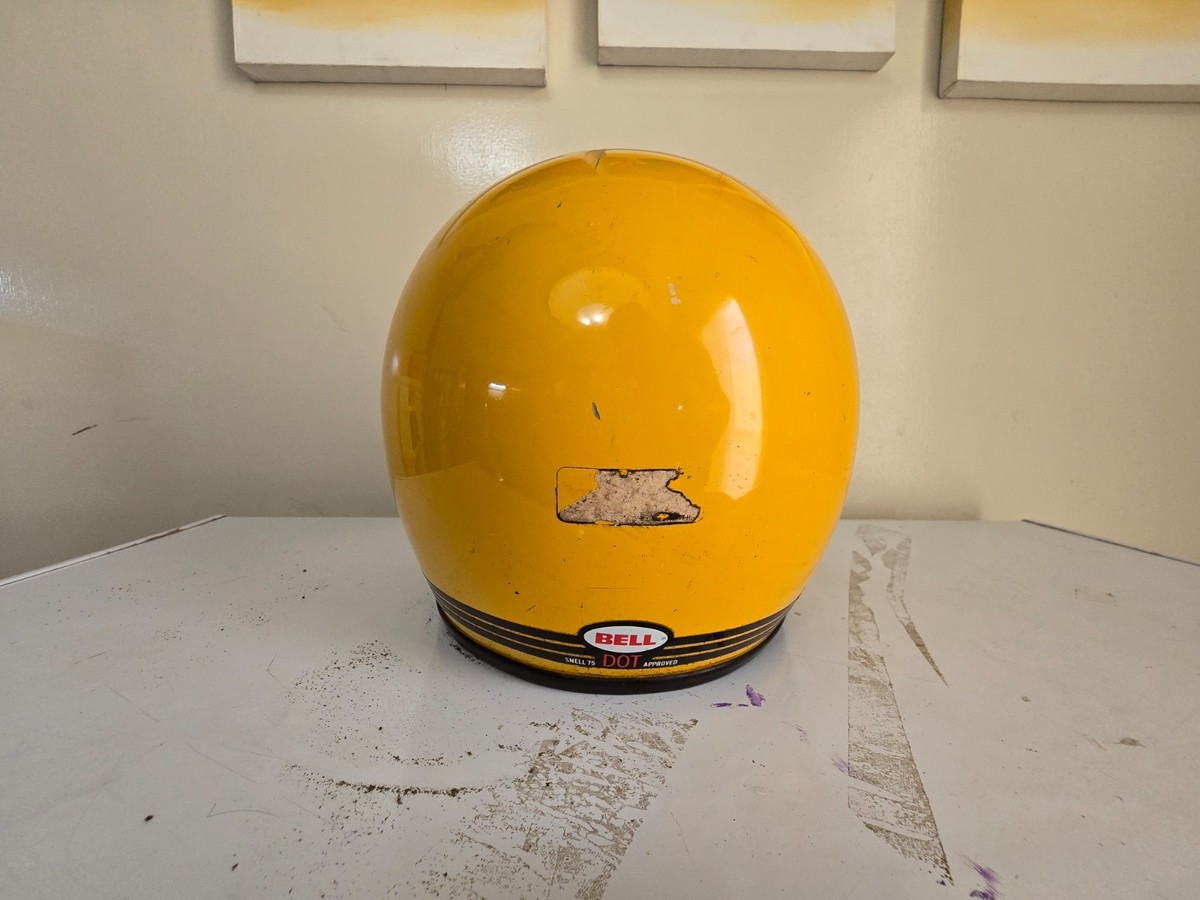 Vintage Yellow original Bell Moto 3 helmet 1970s | eBay