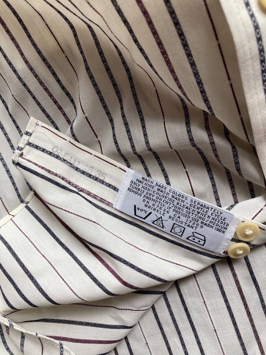 Yves Saint Laurent 長袖シャツ 16 (34-35) Yves Saint Laurent Dress Shirt Mens Size 16 34/35 Striped Long