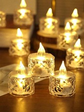 Acrylic Crystal Pattern LED Electronic Candle Light With Battery